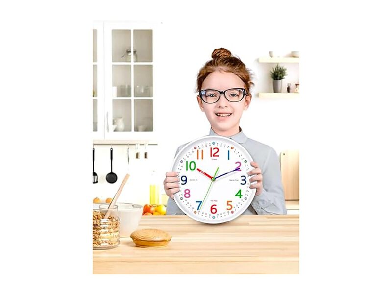 Teaching Time Stylish Any Wall Clock 8 Inch Silent Non Ticking Home Decor image number 2