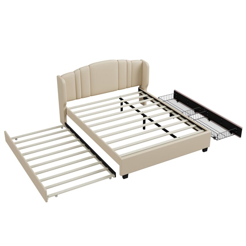 Dolf Queen Linen Upholstered Platform Bed Frame image number 4