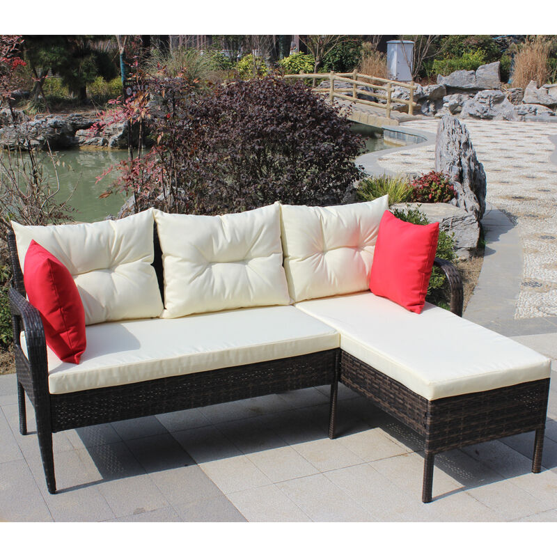 Streamdale 2-Piece Wicker Sectional Sofa and Seat