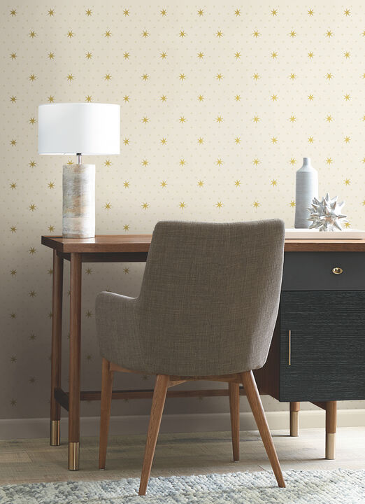 Stella Star Off White Metallic Wallpaper