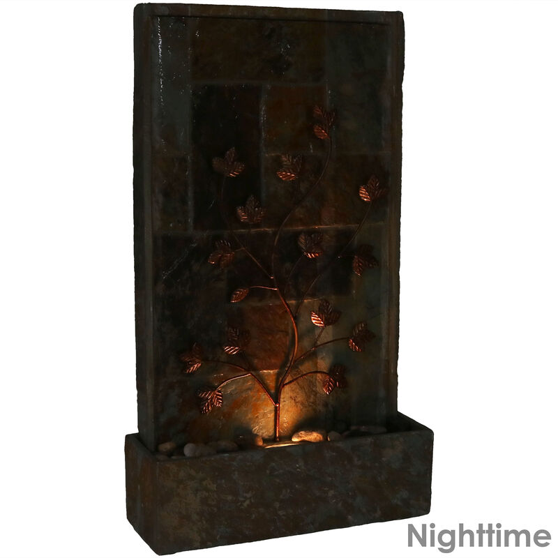 Sunnydaze Natural Slate Floor Water Fountain with Vines/LED Lights - 32 in image number 4