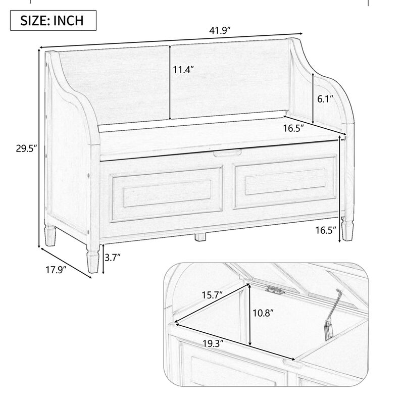 Streamdale Rustic Solid Wood Multifunctional Entry Bench image number 2