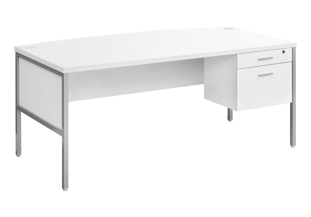 Monarch Specialties 7725, Home Office, Work, Laptop, File Storage Drawer Computer Desk 72" L White Silver Commercial Grade, 70.75" L x 35.5" W x 30" H