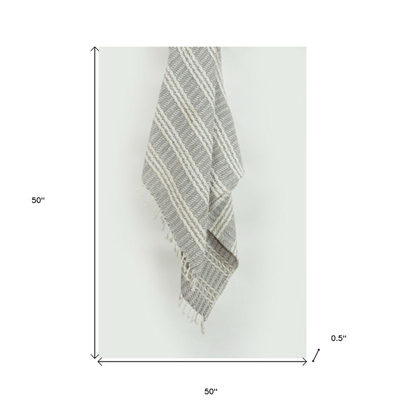 HomeRoots Charcoal Woven 100% Cotton Throw Blanket image number 4