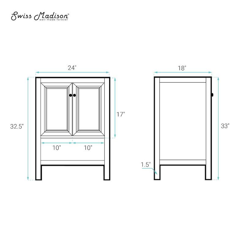 Chateau 24" Freestanding Bathroom Vanity Cabinet without Top in Brown Oak image number 4