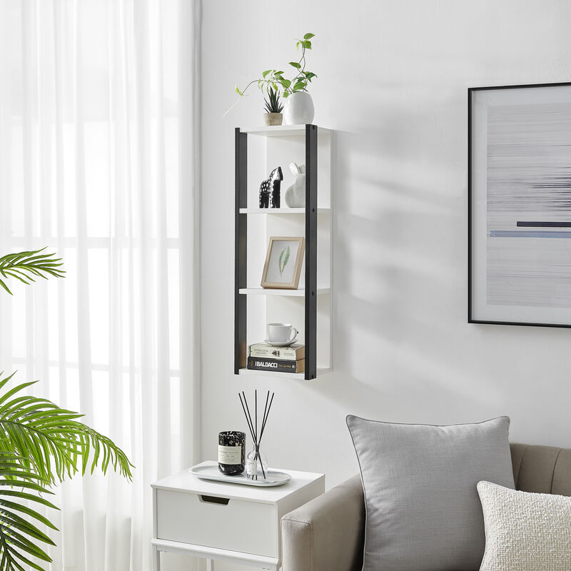 Recife Vertical Three-Tier Modern Shadow Box Cube Display Wall Shelf