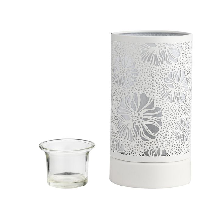 7" Touch lamp/Oil burner/Wax warmer-White Flower