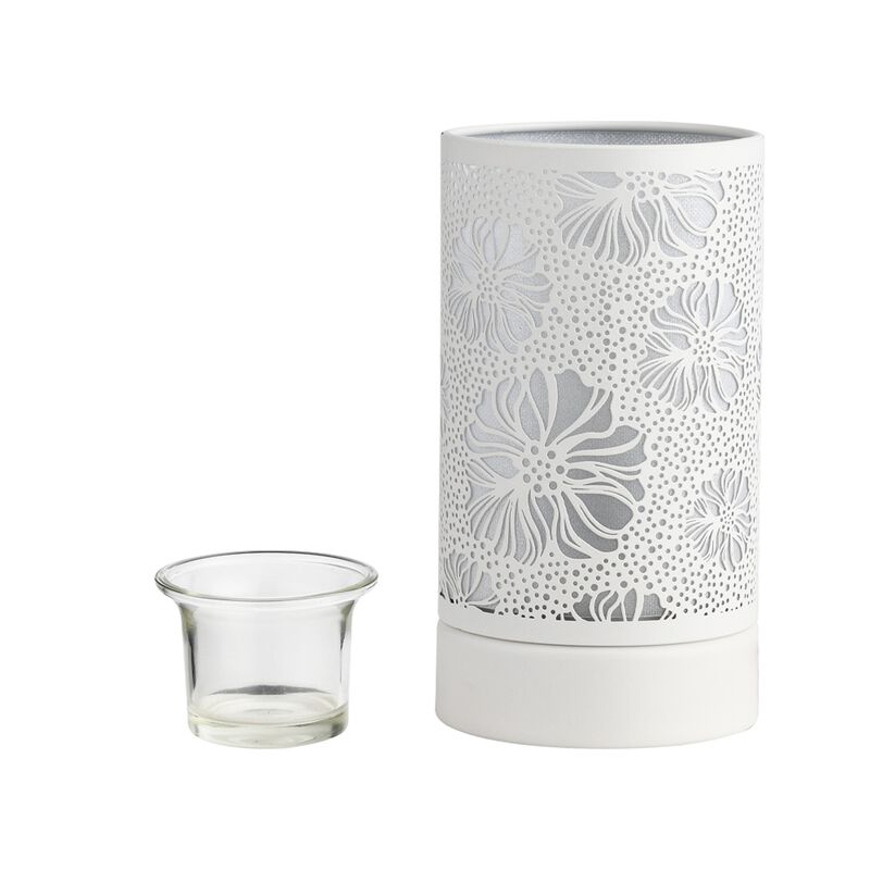 7" Touch lamp/Oil burner/Wax warmer-White Flower
