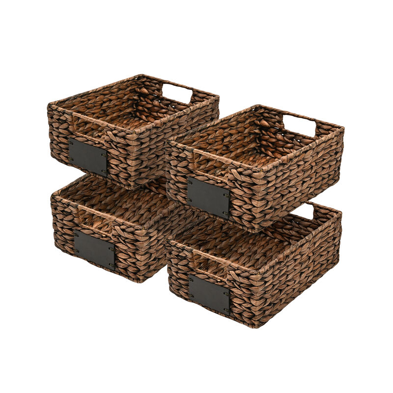 Lane Classic Farmhouse Handwoven Hyacinth Pantry Baskets with Chalkboard Labels and Handles
