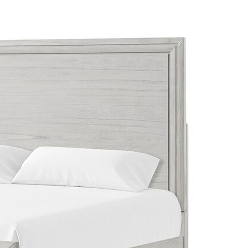 Queen Bedroom Set, White, Nickel Wood, 2 Piece Set with Nightstand image number 4