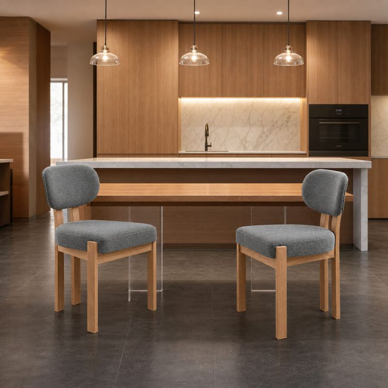 GOODSILO Mid-Century Modern Upholstered Wooden Dining Chairs Set of 2, Sturdy Space-Saving Seating for Kitchen and Dining Room Small Spaces image number 2