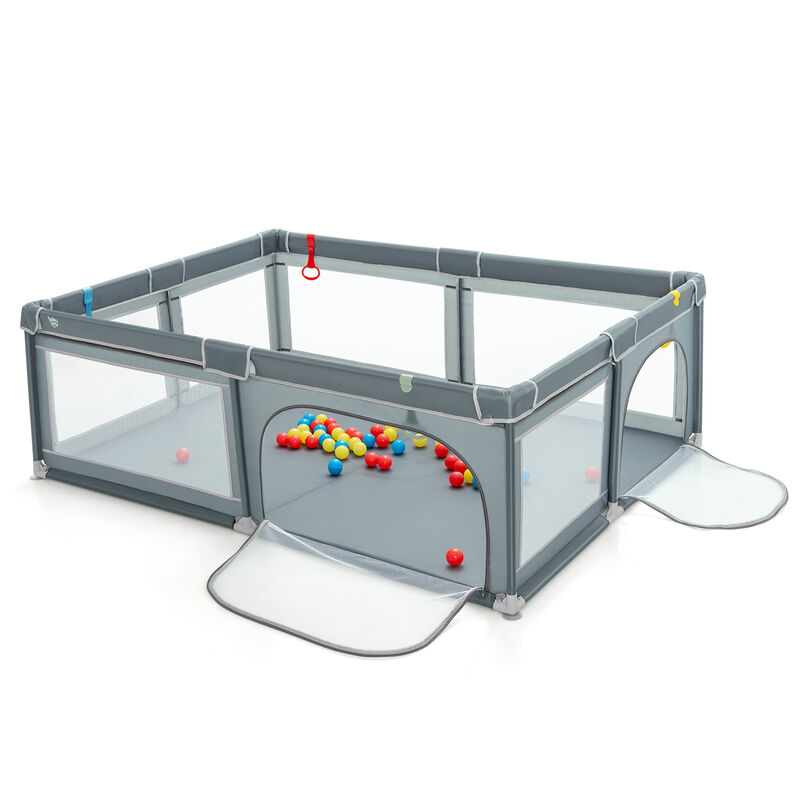 81 x 58 Inch Portable Baby Playpen with Ocean Balls and Handlebars