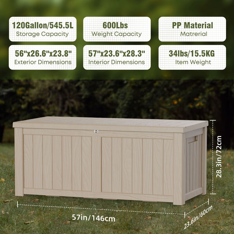 Mondawe 120 Gallon Resin Outdoor Storage Deck Box
