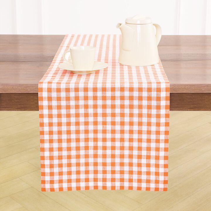Linen Table Runner - Gingham Check
