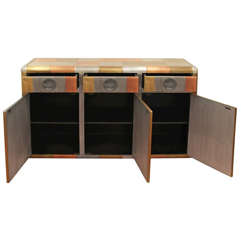 Mar Vista 3-Drawer 3-Door Sideboard in Tri-Tone Metal