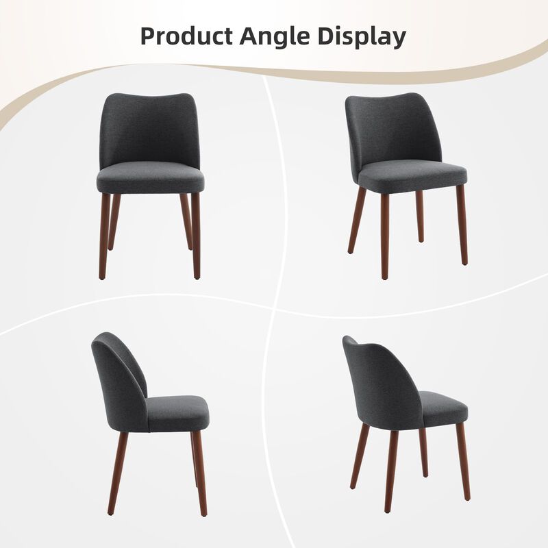2 Pack Modern Wingback Dining Chairs, Linen Fabric Thick Cushion High Back Chairs with Rubberwood Legs for Home Dining Use image number 3