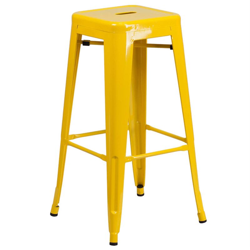 Flash Furniture Commercial Grade 30" High Backless Yellow Metal Indoor-Outdoor Barstool with Square Seat image number 0