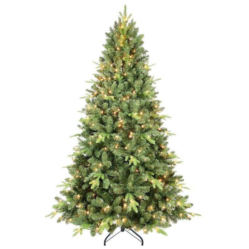 4 ft. Pre Lit Classic Christmas Tree with 200 UL Warm White Lights 636 Tips PE PVC Hinged Branches Metal Stand image number 0