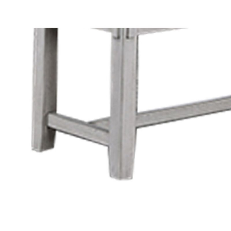 Peter 50 Inch Dining Bench, Fabric Upholstery, Cushioned, Driftwood Gray - Benzara