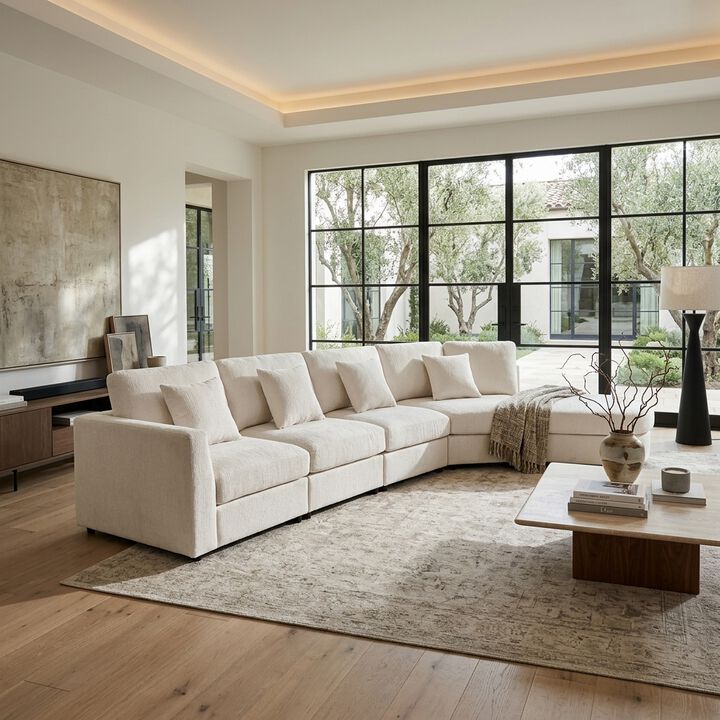 Merax Oversized Curved Sectional Sofa with Deep Seats, High-Density Foam & Pocket Springs