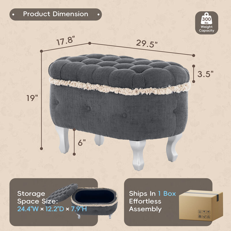 Merax Tufted Storage Bench with Tassel Accents