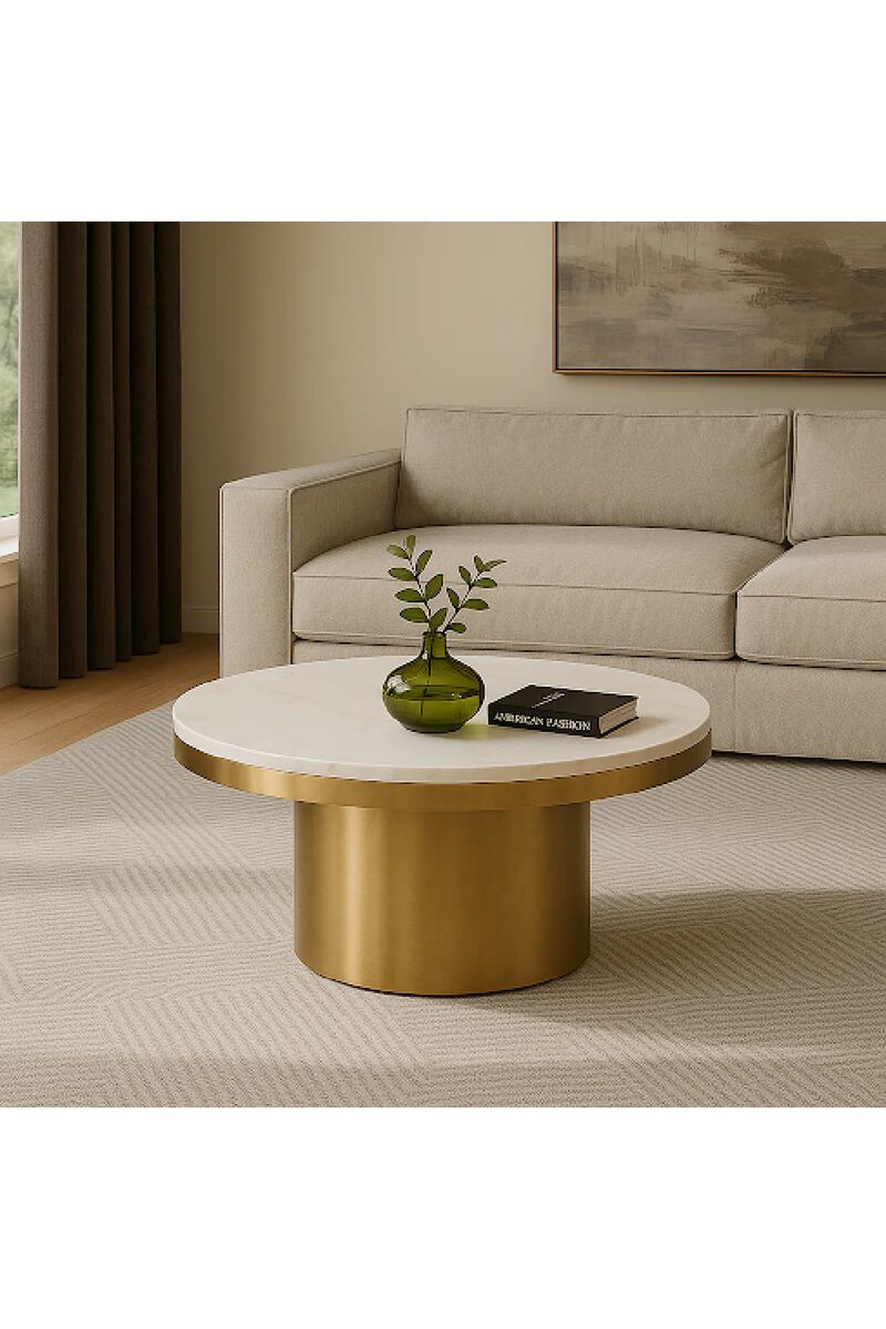 White and Gold Coffee Table | OROA Modern Rocky image number 6