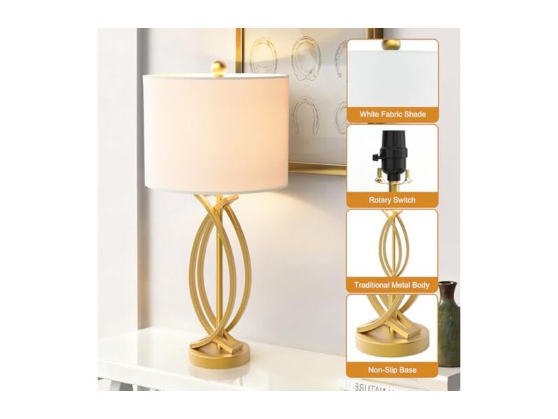 Dimmable Farmhouse Industrial Metal Desk Lamps Set Of 2 For Living Room Bedroom image number 2