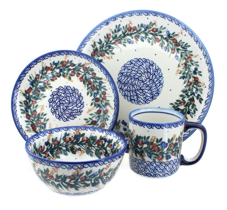 Blue Rose Polish Pottery Royal Vine 4 Piece Place Setting - Service for 1