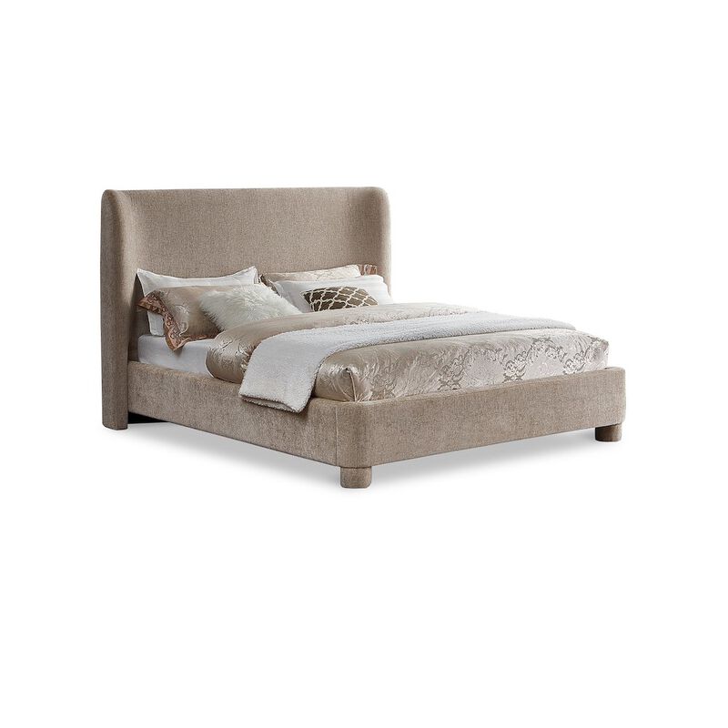 Meridian Furniture Penny Beige Chenille Fabric King Bed