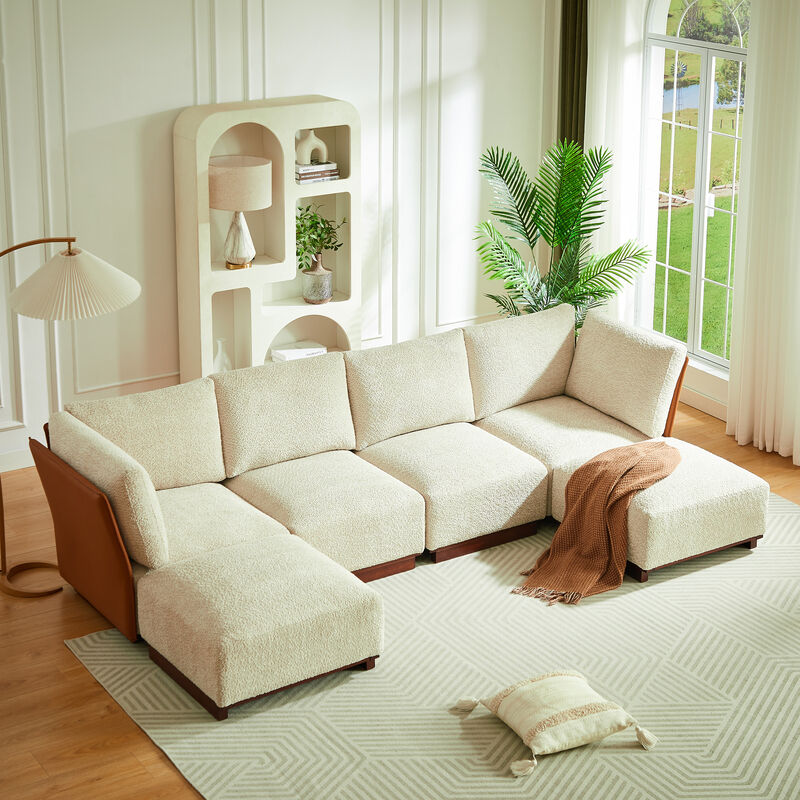 Snoxdo U Shaped Boucle Sectional Sofa image number 3