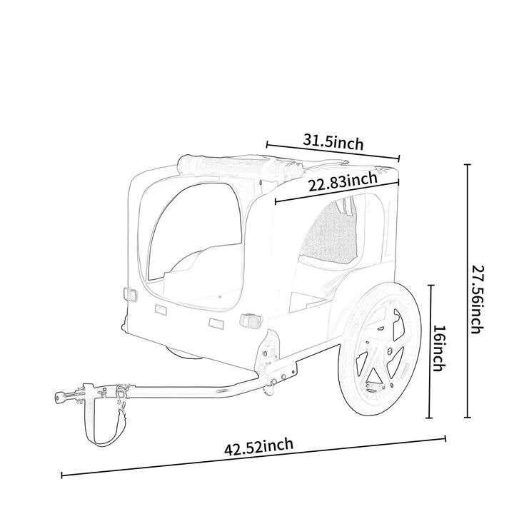 Foldable Pet Bike Trailer for Small/Medium Pets with Quick-Release Wheels