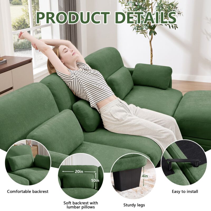 Dresok Chenille U-Shaped Modular Sectional Sofa image number 7