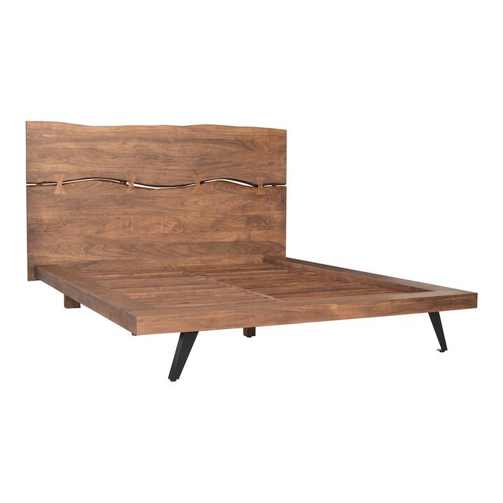 Starlight Canyon Home Solid Acacia King Bed Frame and Headboard with Steel Legs, Wooden Bed Frame