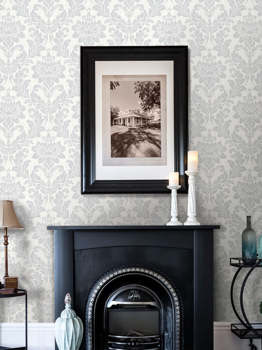 Galois Light Grey Damask Wallpaper