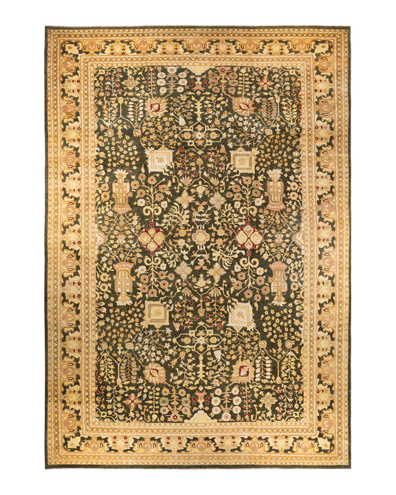 Eclectic, One-of-a-Kind Hand-Knotted Area Rug  - Green, 12' 2" x 18' 0"