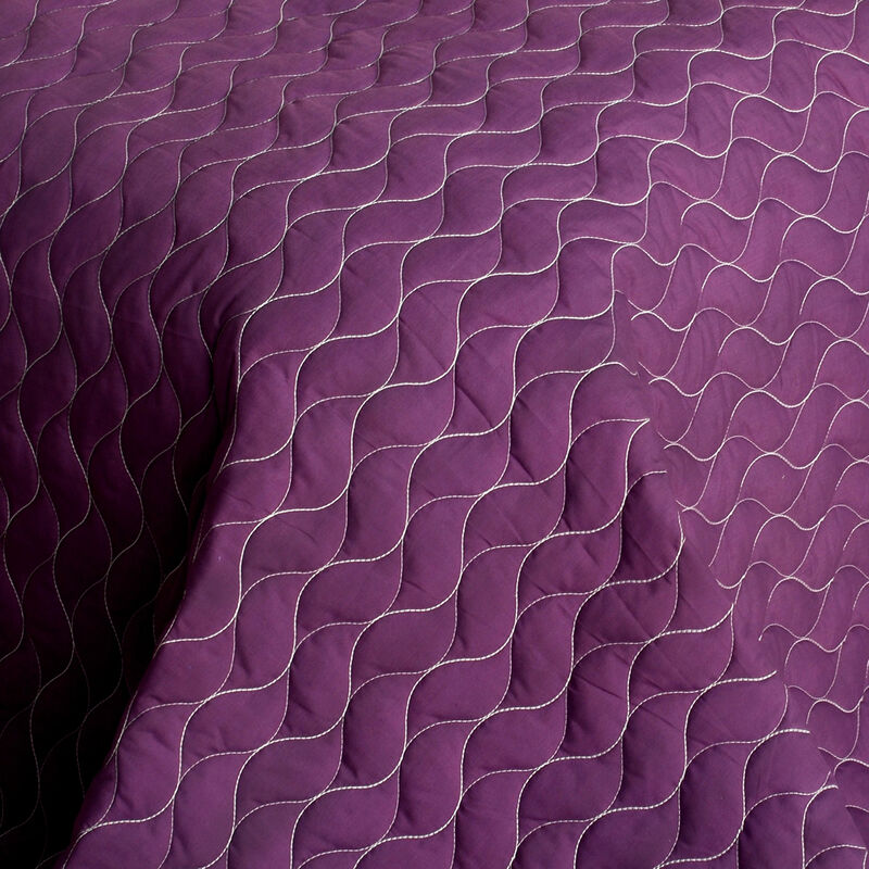 Decorative Patchwork Quilt Set 3 Piece with Vermicelli Quilted Stitching-Purple image number 2