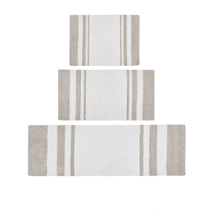 Gracie Mills Cecelia Casual Stripes Cotton Reversible Bath Rug