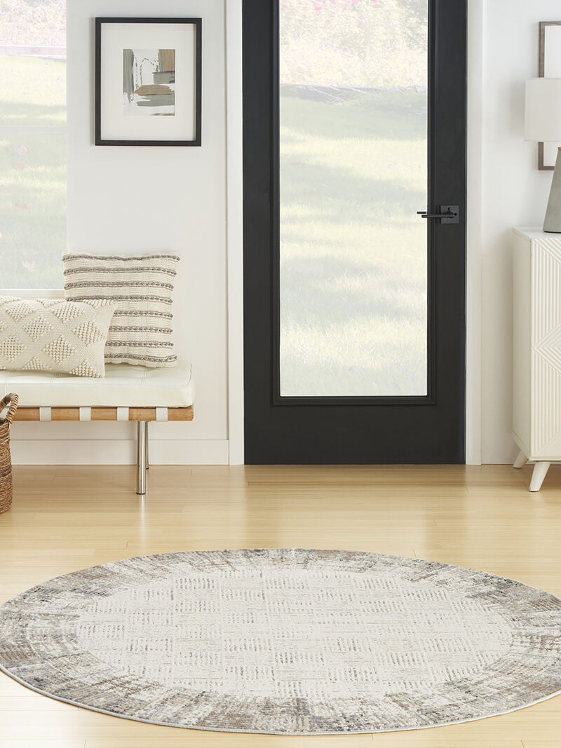 Elation ETN05 Ivory/Gray 5' x 8' Oval Rug