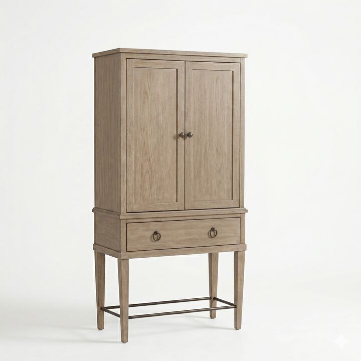 Wilmington Bar Cabinet with 12-Bottle Wine Storage in Sand Finish