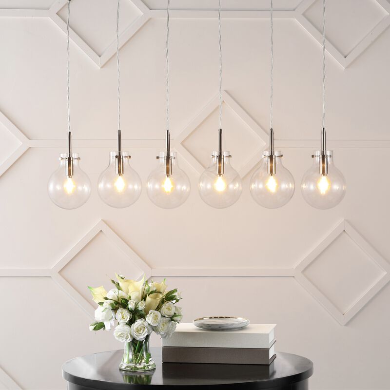 Harlow 6-Light Modern Contemporary Round Glass/Iron LED Linear Pendant