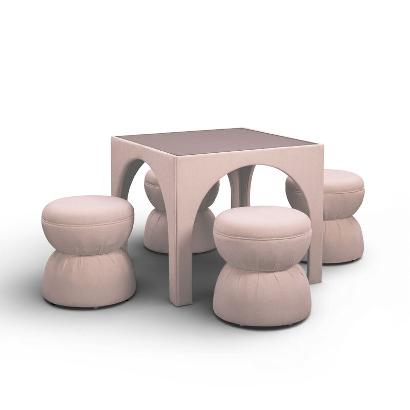 Tomlin Cream Performance Chenille Game Table and Ottoman Set image number 0