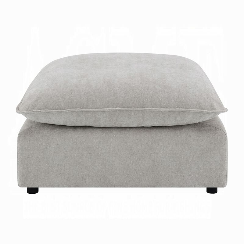 37 Inch Modular Ottoman, Feather Down and Cotton Fill Seat, Beige Boucle image number 2