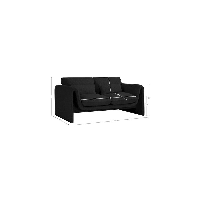 Meridian Furniture Stylus Black Boucle Fabric Loveseat