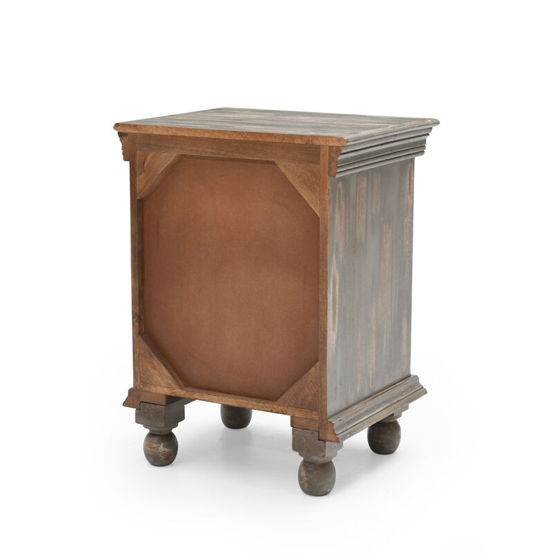 Merax Antique Grey Solid Mango Wood Nightstand