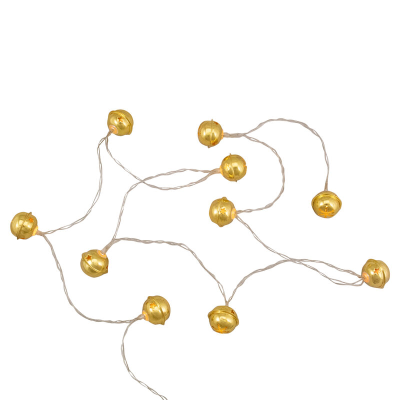 10-Count Gold LED Christmas Bells Fairy Lights  5.5ft  Copper Wire