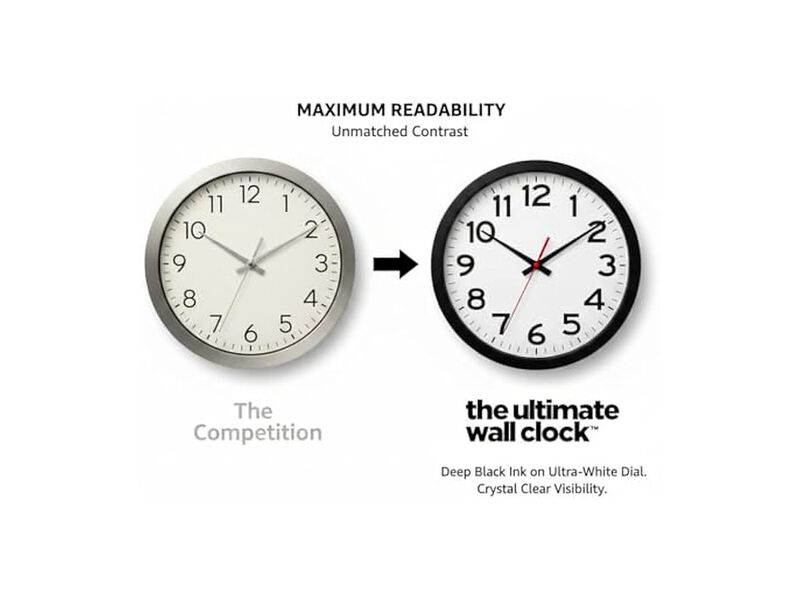 Ultimate Black Classic Unbranded Sweeping Wall Clock 10 Inch Silent Outdoor image number 2