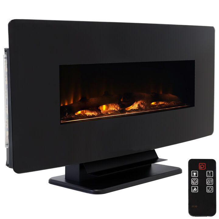 Sunnydaze 35.75 in Curved Face Wall or Freestanding Electric Fireplace