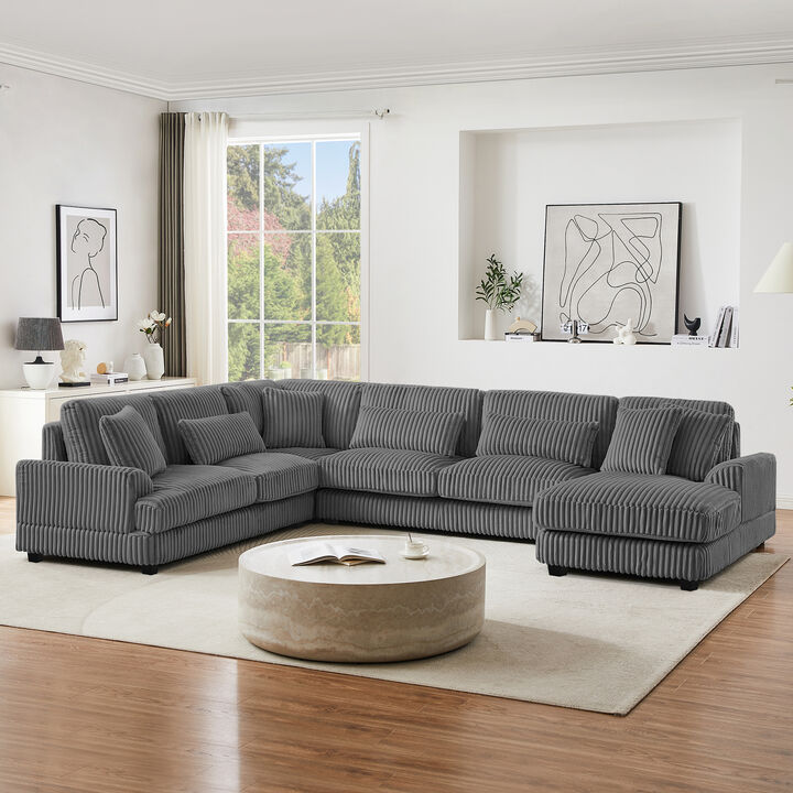 Vopruk Oversized U‑Shaped Corduroy Sectional Sofa