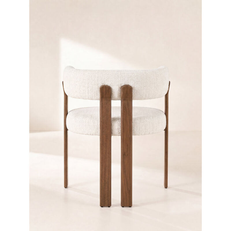 2-Piece Modern Boucl&eacute; Dining Chair Set with Wood-Grain Metal Frame, Upholstered Curved Barrel Back Side Chairs (Set of 2) image number 2