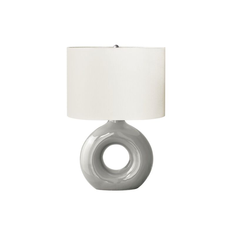 24"H, Table Lamp, Grey Ceramic, Ivory / Cream Shade, Contemporary, Modern